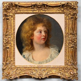 French School: Portrait Roundel of a Young Boy