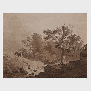 Wilhelm Thierry (1761-1823): Kleiner Wasserfall am Gehoft