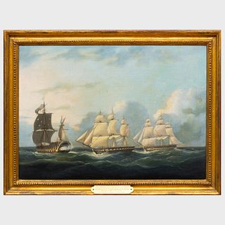 Thomas Buttersworth (c. 1768-1842): The French Ship Droit de l'Homme Maneuvering to Avoid the HM Frigate Amazon and HMS Indefatigable