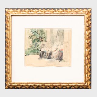 EugÃ¨ne Louis Boudin (1824-1898): Group of Nuns and Children Entering Church