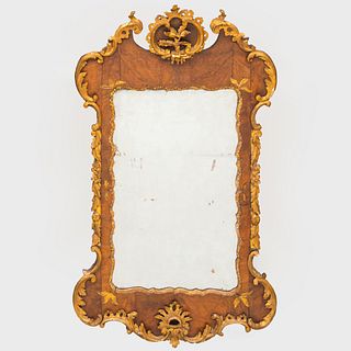 George II Walnut Parcel-Gilt Pier Mirror