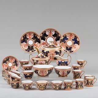 English Imari Porcelain Tea Service in the 'Dollar Tree' Pattern, Probably Spode