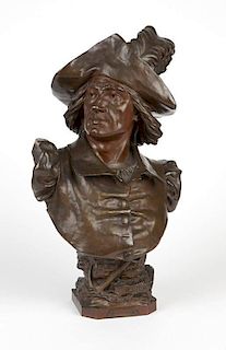 A patinated bronze bust of Christopher Columbus