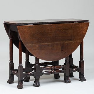 William III Style Joined Oak Drop-Leaf Table