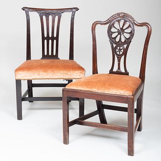 Two George III Carved Mahogany Side Chairs