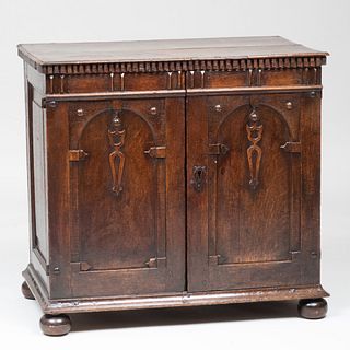 English Carved Oak Side Cabinet