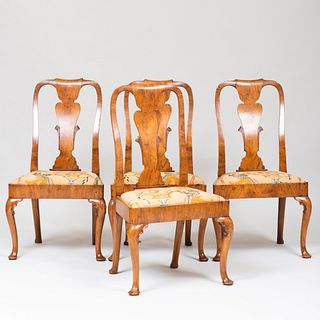 Set of Four George II Walnut Side Chairs