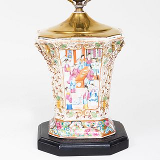 Chinese Export Rose Medallion Bough Pot Mounted as a Lamp