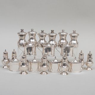 Group of Silver and Silver Plate Condiment Wares