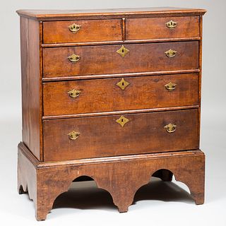 William and Mary Oak and Elmwood Chest of Drawers