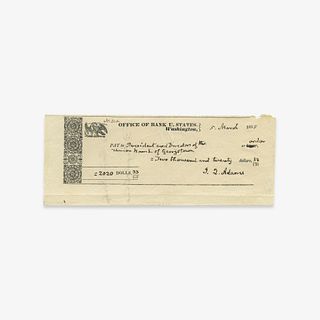 [Presidential] Adams, John Quincy, Signed Check