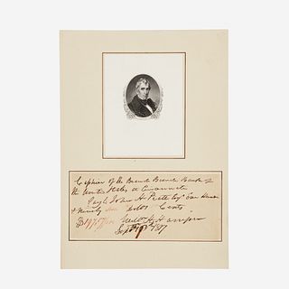 [Presidential] Harrison, William Henry, Autograph Check, signed