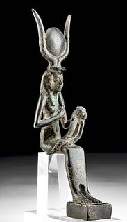 Superb Egyptian Gilt Leaded Bronze Isis Nursing Horus