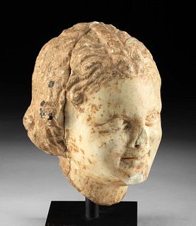 Important Greek Marble Head of Eros