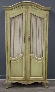 Louis XV Style Paint Decorated Armoire.