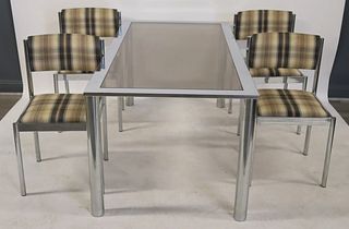 Midcentury Milo Baughman Style Chrome Table &