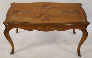 Antique Galle Style Inlaid Louis XV Style Coffee
