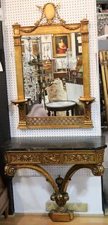 Antique Carved, Giltwood & Marbletop Console
