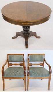 Regency Style Center Table And 2 Chairs.