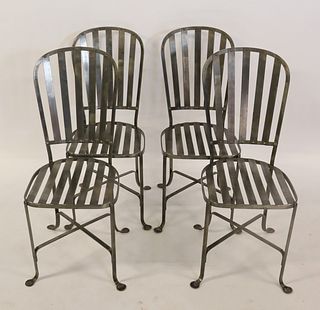 4 Vintage Italian Polished Steel Chairs