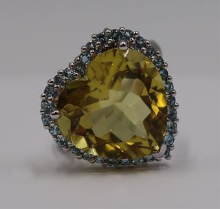 JEWELRY. Signed 14kt Gold and Faceted Gem Ring