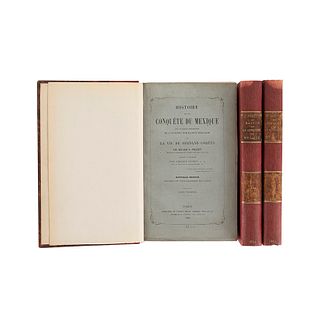Prescott, William H. Histoire de la Conquête du Mexique avec un Tableau... Paris, 1863-64. Tomos I-III. 44 láminas y 1 mapa. Pzs: 3.