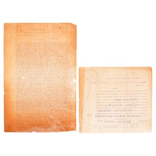 Carranza, Venustiano / Huerta Vargas, Adolfo. Cartas sobre el Ataque a Columbus por Francisco Villa. México/Saltillo, 1916. Piezas: 2.