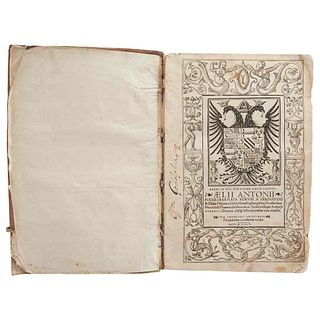 Nebrija, Antonio. Habes in hoc volumine amice lector Aelii Antonii Nebriss. rerum a Fernando & Elisabe Hispaniaru[m]... Granada, 1545.