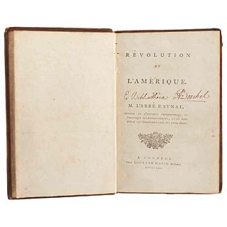 Raynal, Guillaume Thomas. Révolution de l'Amérique. London: Lockyer Davis, 1781. Ex Libris de Victor Morine.