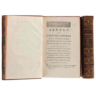 Harpe, Jean - François de la. Abrégé de l'Histoire Générale des Voyages... Hôtel de Thou, 1780. Tomos X-XI. 5 láminas. Piezas: 2.