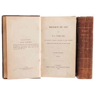 Ward, Henry George. México in 1827. London: Henry Colburn, 1828. Tomos I - II. 9 láminas y 2 vistas plegadas. Piezas. 2.
