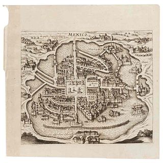 Anónimo. Plano de la Ciudad de México. Italia, 1600. Mapa grabado.