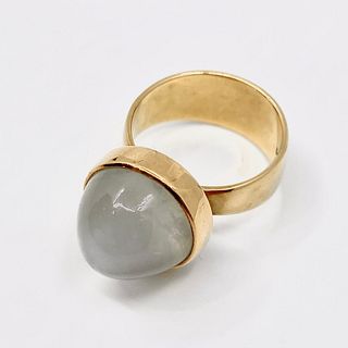 Mid-Century Danish 14kt Gold Ring With Moonstone