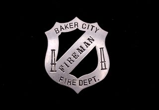 Mahan Family Fireman Badge Baker City, Oregon