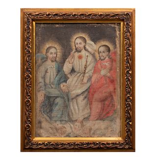 ANÓNIMO Santísima Trinidad Óleo sobre tela Enmarcado 41.5 x 33.5 cm