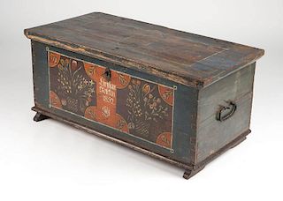 An American painted pine chest
