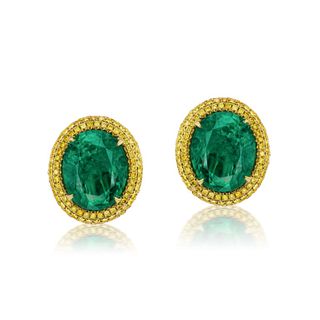 EARRING WITH EMERALD AND FANCY INTENCE YELLOW