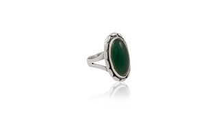 Vintage Georg Jensen Ring #19 Green Agate