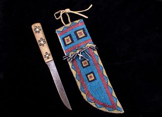 Cheyenne Beaded Sheath & Trade Knife 19th C.