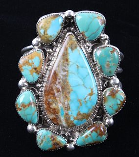 Navajo Cripple Creek Turquoise & Sterling Bracelet
