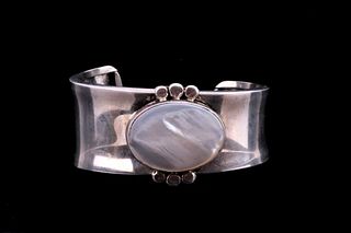 Navajo A. Marion Silver & Mother of Pearl Bracelet