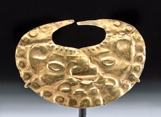 Moche Gold Nose Ring - Jaguar w/ Fangs