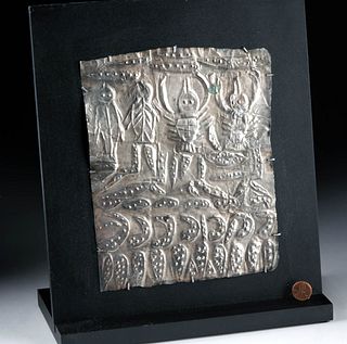 Sican-Lambayeque Silver Votive Plaque - Lobsters, Fish