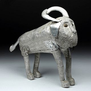 Impressive 20th C. African Metal Sculpture - Wildebeest