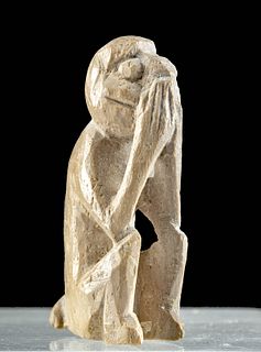 Egyptian Bone Amulet Seated Monkey