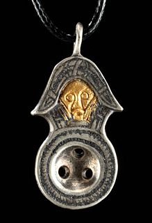 10th C. Viking Gilt Silver Pendant Snake-Like Details