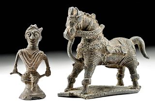 19th C. Indian Bastar Brass Horse & Rider
