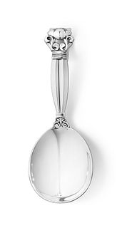 NEW Georg Jensen Acorn Baby Spoon, Curved Handle #095