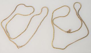 Two 18 Karat Gold Chains, 23 inches each, 24.8 grams.