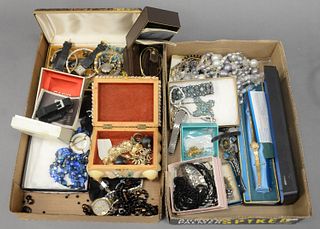 Two Box Lots of Mostly Costume Jewelry, small amount of gold, several watches including Casio in original box. 